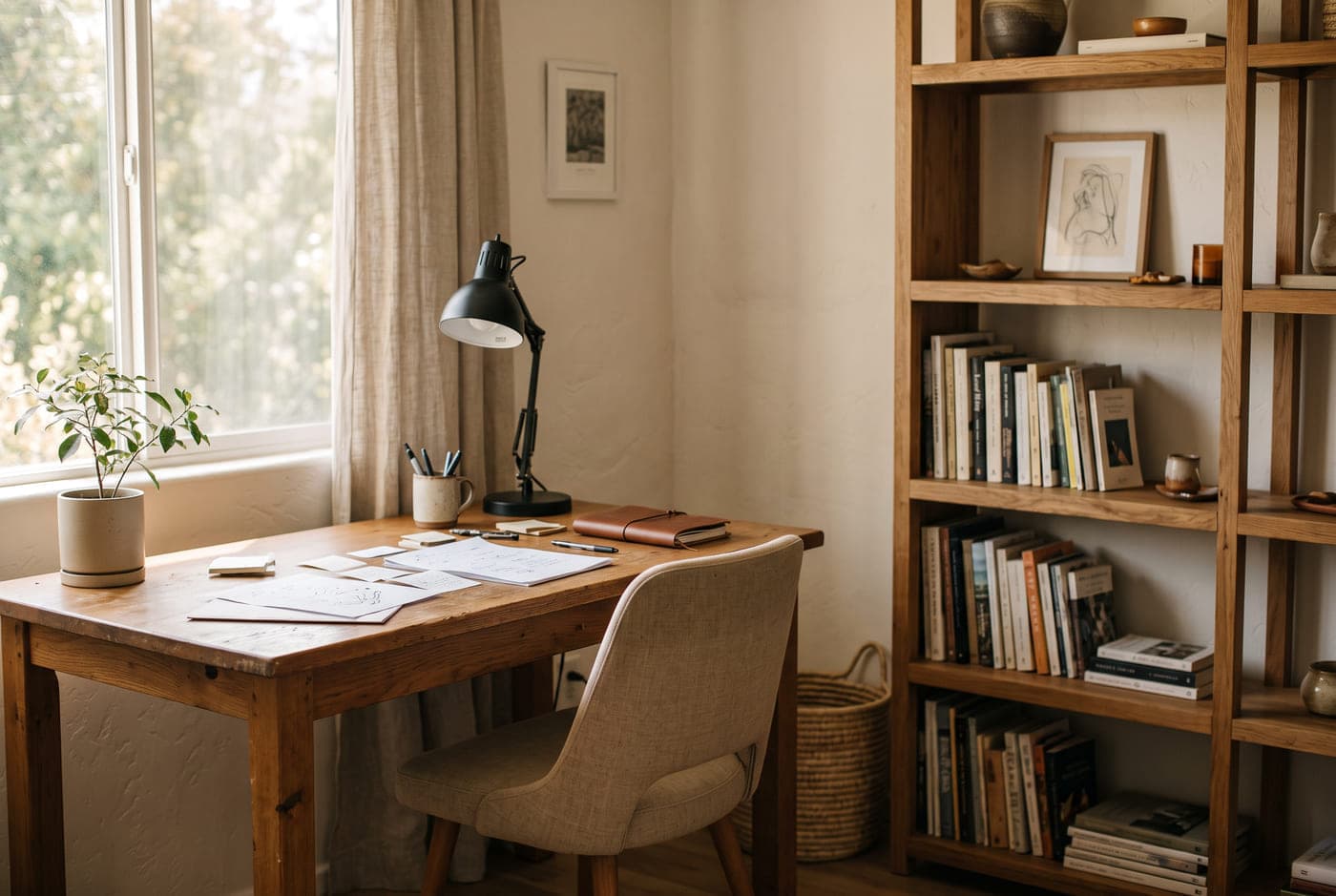 A room furnished around home office furniture