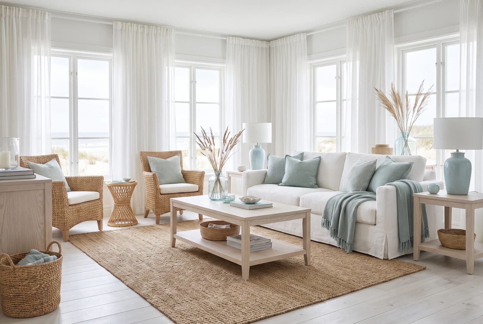 A coastal-style furnished room