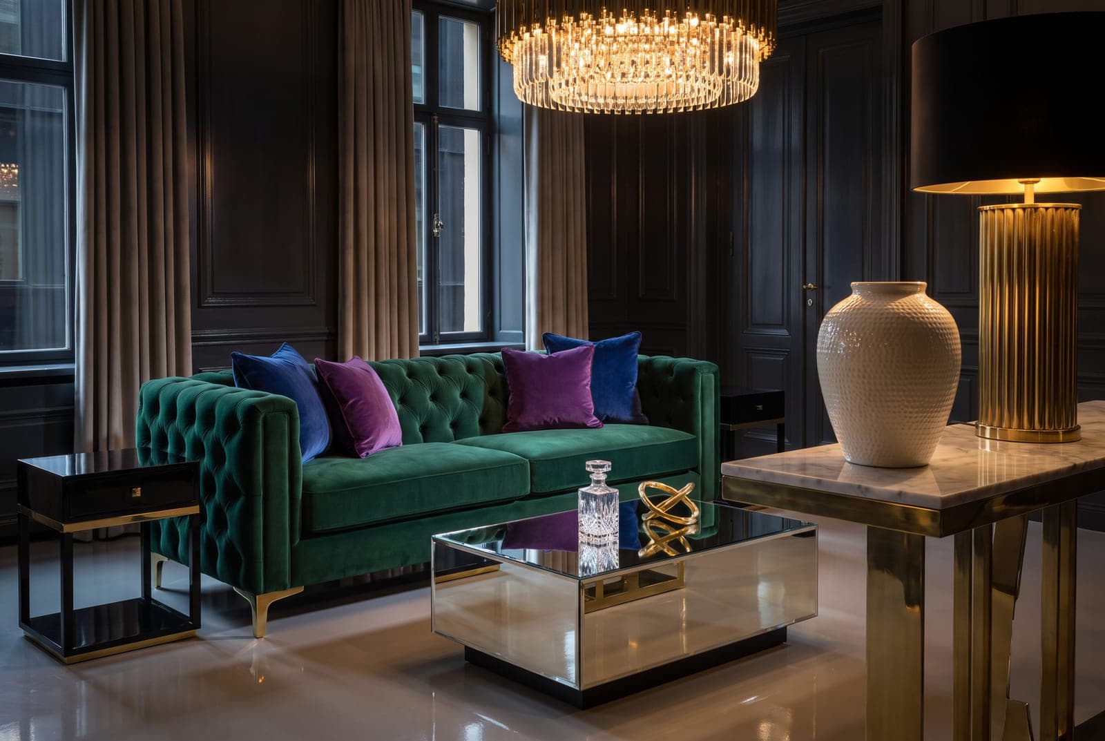A glam style living room