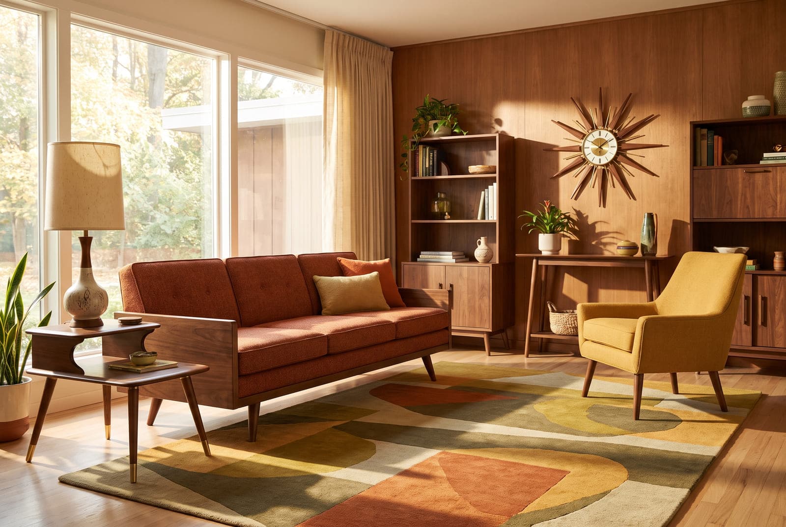 A mid-century style living room