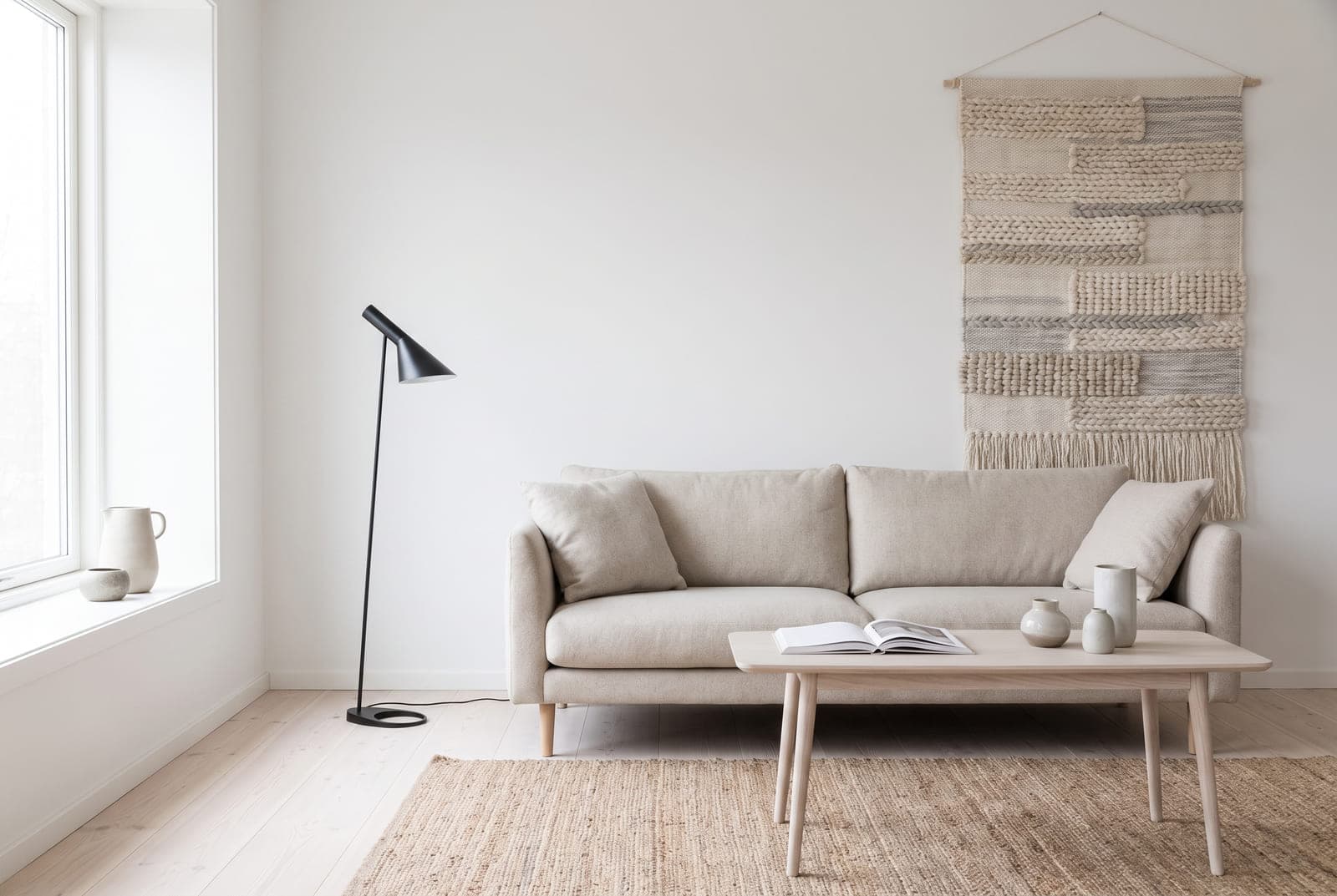 A scandinavian-style furnished room